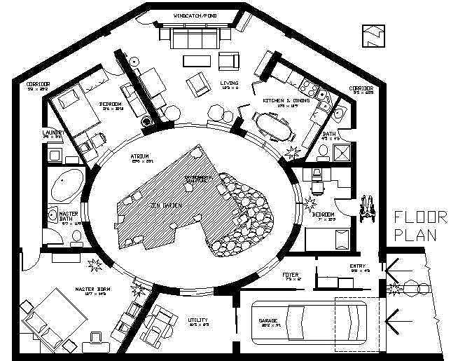 06 Earth-Sheltered Atrium Home Plans
