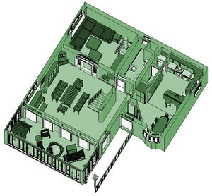 05 Solar Hybrid Home Plans - Ground Floor Axonometric