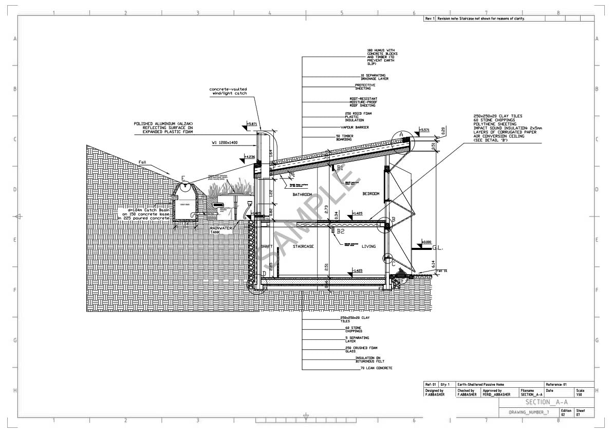 01 Earth-Sheltered Passive - Sample from Working Drawings | Plans